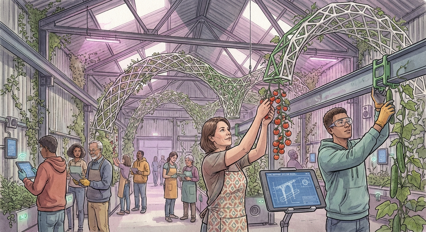 3D-printed vine supports creating green canopies